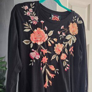 Johnny Was Long Sleeve Embroidered Shirt Size M